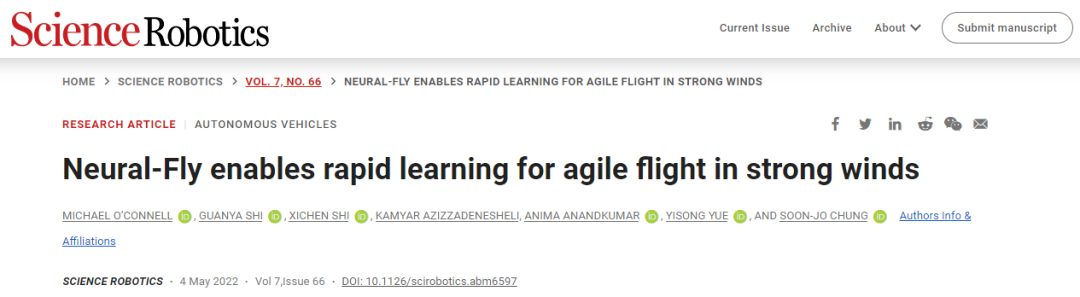 Neural Fly Paper in journal Science Robotics - Grepow Battery