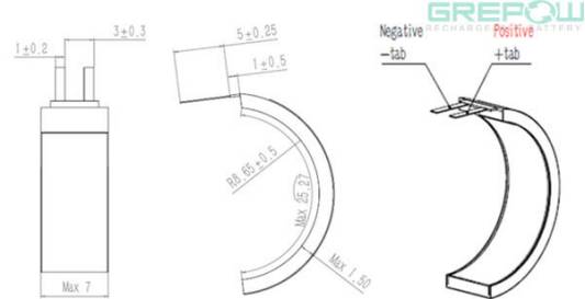 Curved Lipo Battery Structure GRP1507025