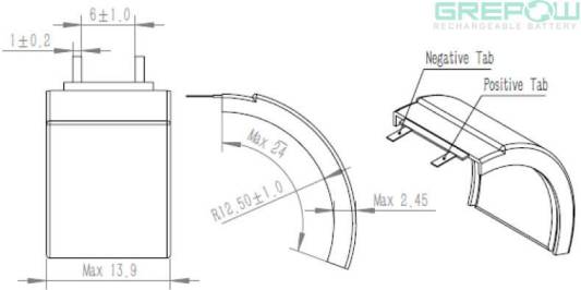 Curved Lipo Battery Structure GRP2514024