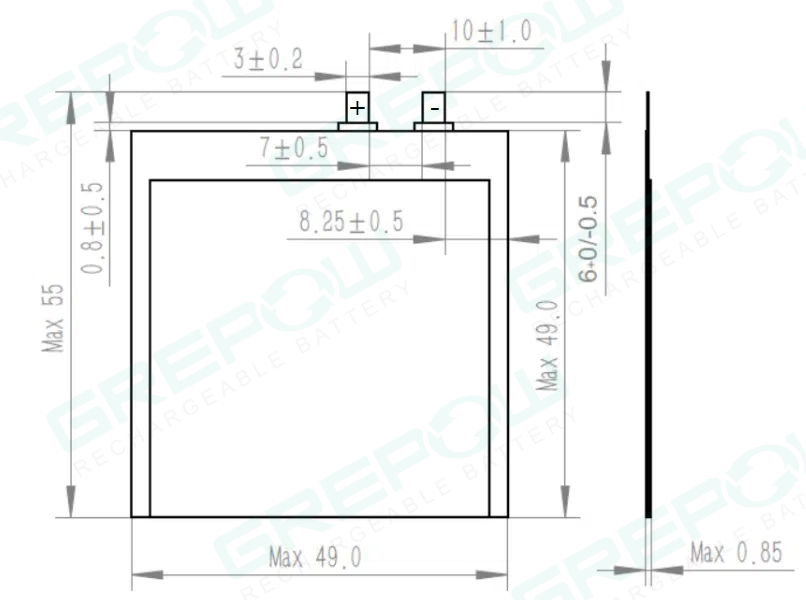 GRP0849049 Ultra-thin Lithium Ion Battery Structure